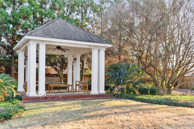 view of community with a gazebo and a yard