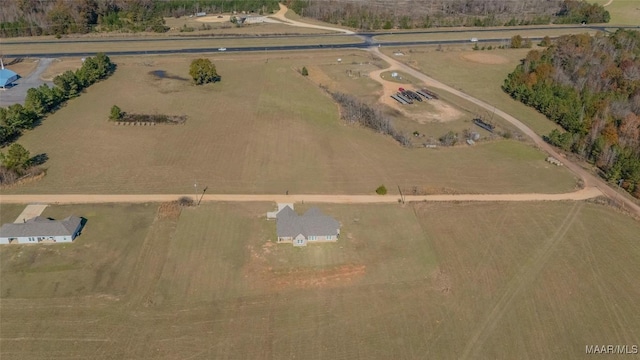 aerial view featuring a rural view