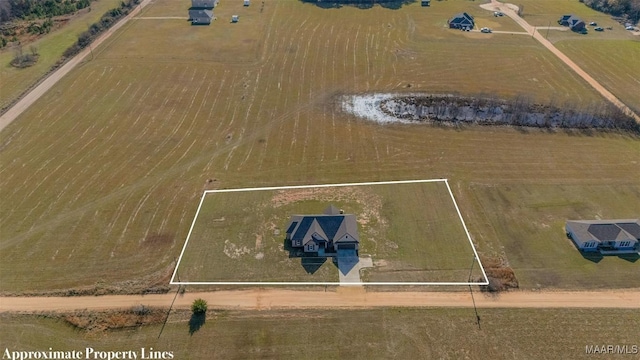 bird's eye view featuring a rural view