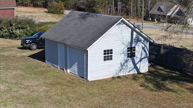 view of outdoor structure with a yard