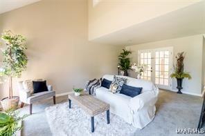 living room featuring french doors