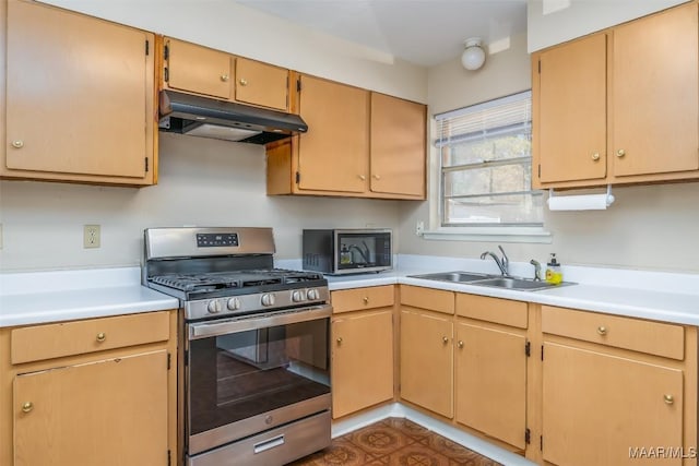 kitchen with sink and appliances with stainless steel finishes