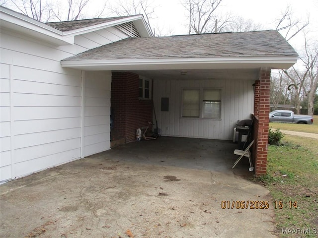 view of home's exterior featuring a carport