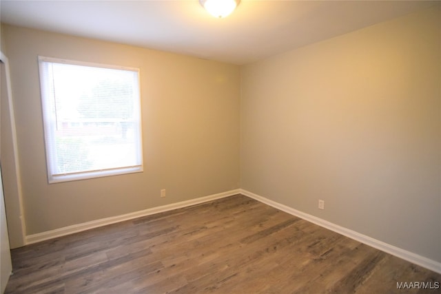 spare room featuring a wealth of natural light and dark wood-type flooring