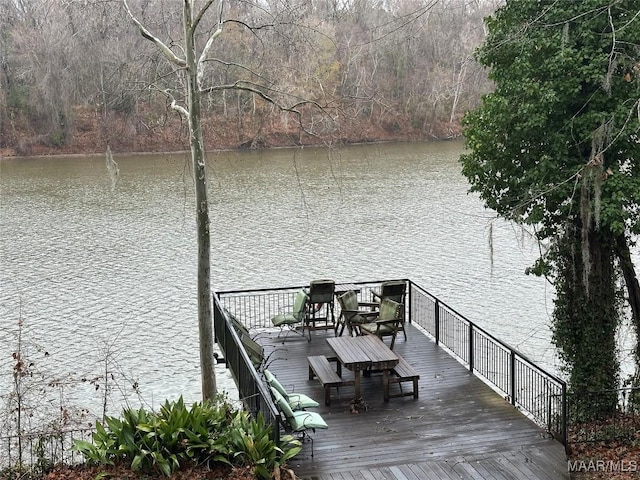 dock area featuring a water view