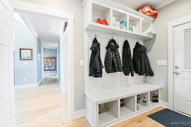 mudroom featuring light hardwood / wood-style floors