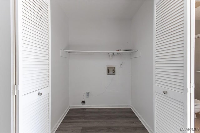 washroom featuring washer hookup and dark wood-type flooring