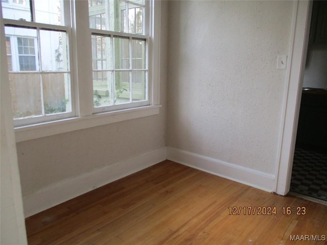 spare room with hardwood / wood-style floors