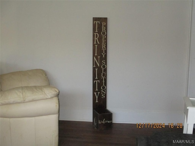 living area with dark wood-type flooring