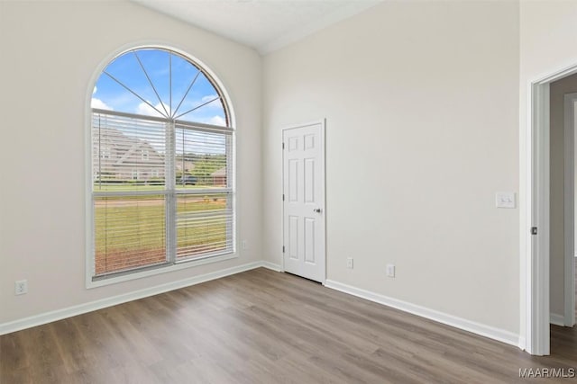 empty room with hardwood / wood-style floors