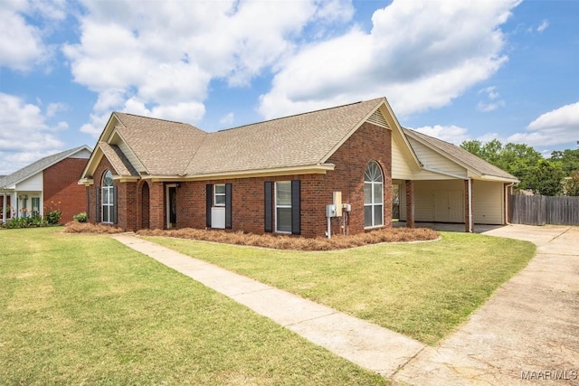 ranch-style home with a front yard