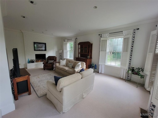 835 Park Ave, Montgomery, AL 36106 - living room featuring plenty of natural light, light colored carpet, and ornamental molding