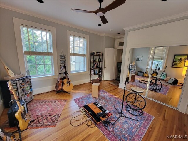 835 Park Ave, Montgomery, AL 36106 - interior space featuring crown molding, ceiling fan, and wood-type flooring