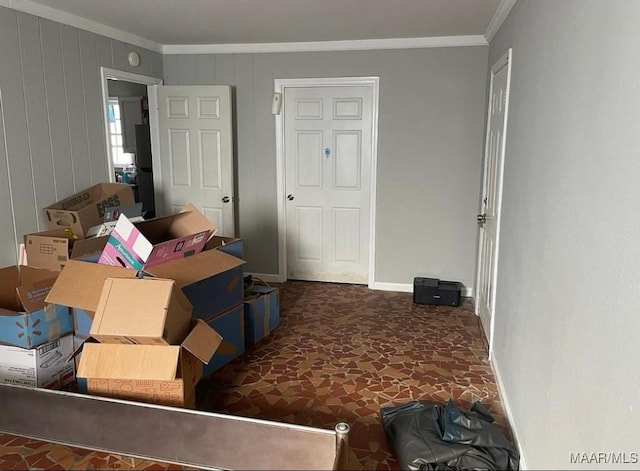 interior space with crown molding