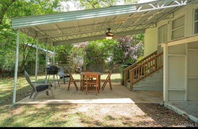 view of patio / terrace with grilling area and ceiling fan