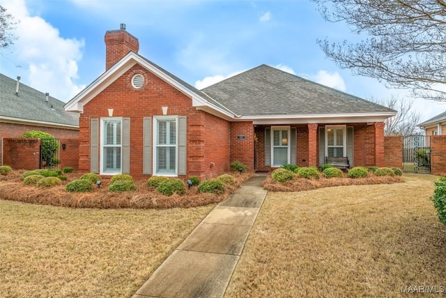 view of front facade featuring a front yard