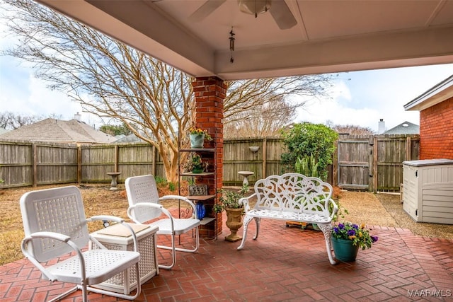 view of patio / terrace with ceiling fan