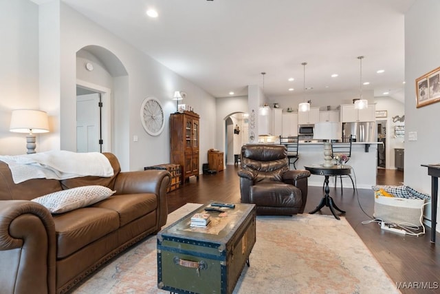 living room with hardwood / wood-style flooring