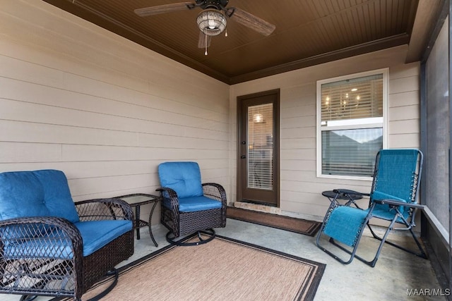 view of patio with ceiling fan