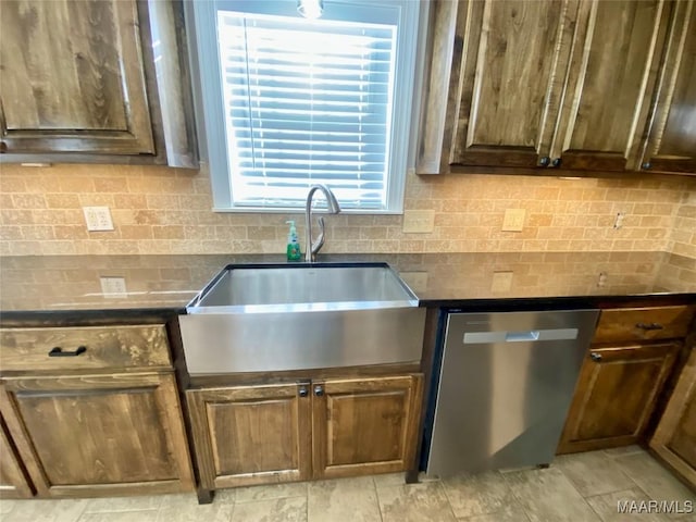 kitchen with stainless steel dishwasher and sink