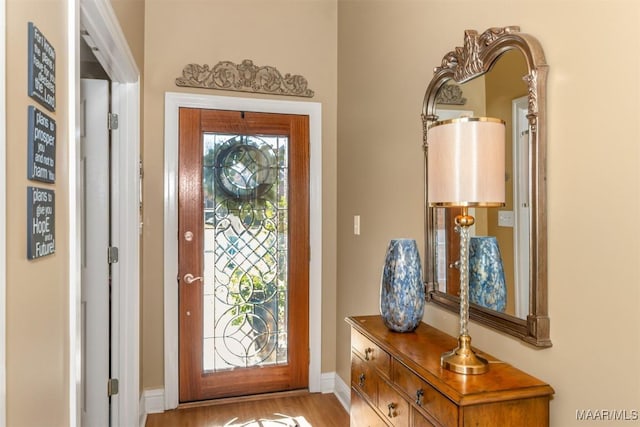 entrance foyer featuring light wood-type flooring