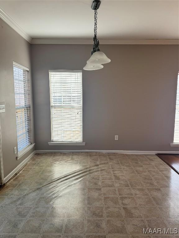 spare room featuring crown molding