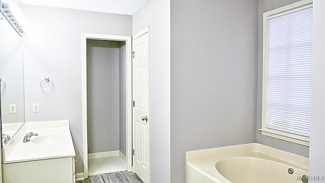 bathroom featuring a bath and vanity