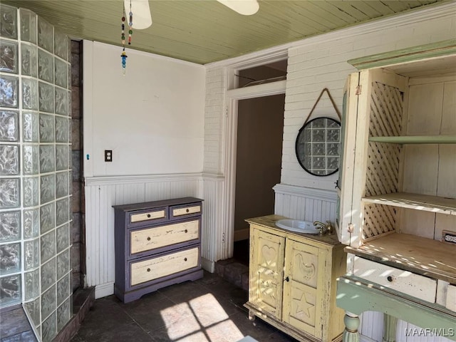 interior space with tile patterned floors