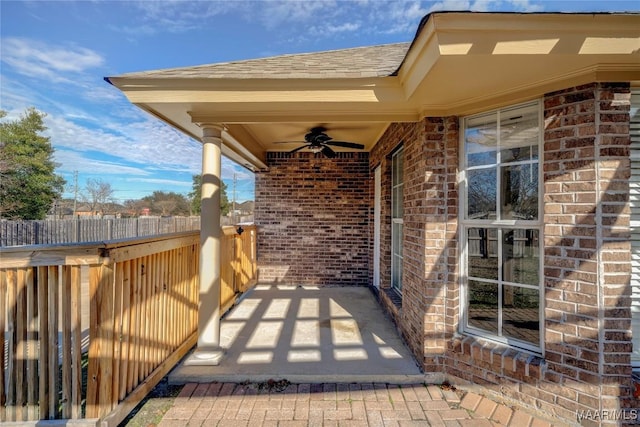 view of patio with ceiling fan