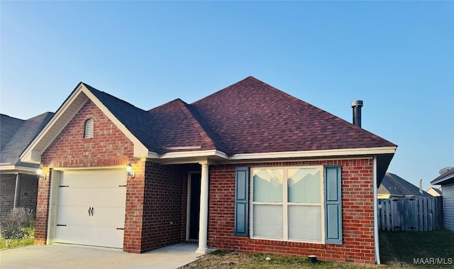 view of front of house with a garage