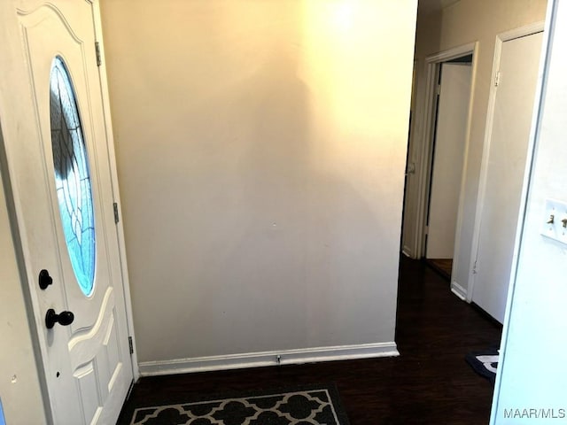 foyer featuring dark wood-type flooring