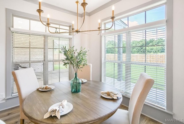 8319 Young Xing, Montgomery, AL 36116 - dining space with a chandelier, plenty of natural light, and wood finished floors