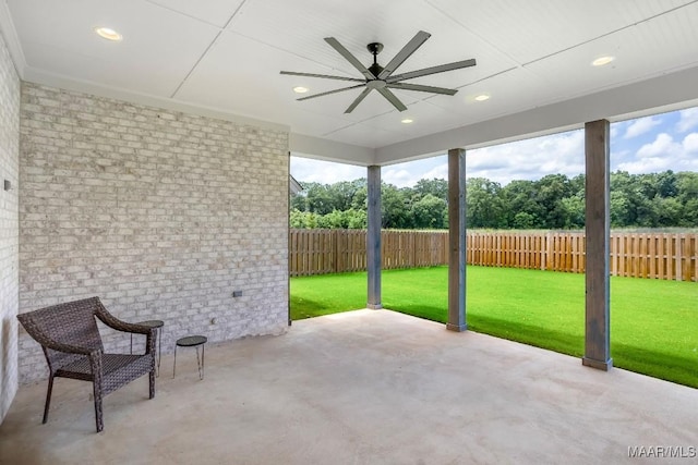 8319 Young Xing, Montgomery, AL 36116 - fenced backyard featuring ceiling fan and a patio