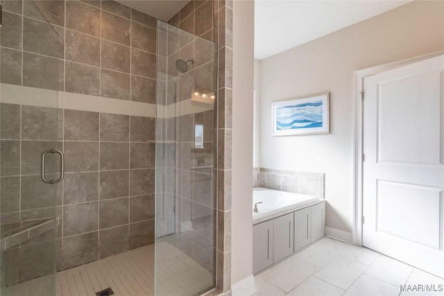 bathroom with plus walk in shower