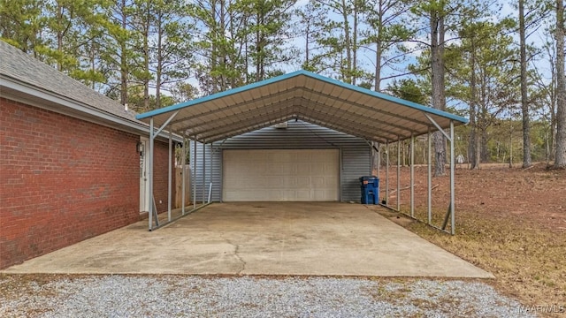 garage featuring a carport