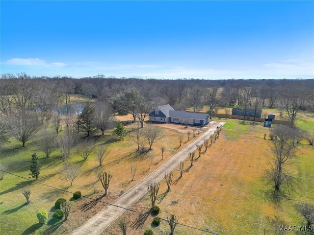 drone / aerial view with a rural view