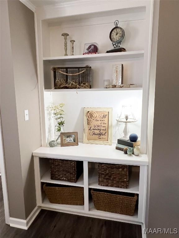 mudroom featuring dark hardwood / wood-style floors