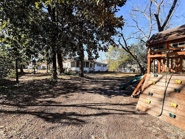 view of yard with a playground