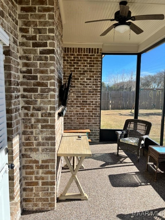 view of patio with ceiling fan