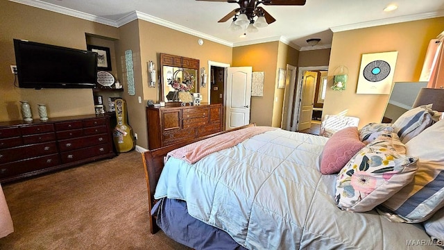137 Scott Ln, Prattville, AL 36066 - carpeted bedroom featuring ornamental molding and ceiling fan