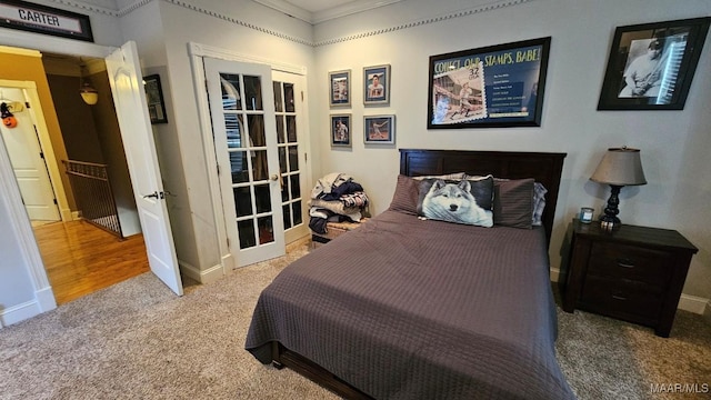 137 Scott Ln, Prattville, AL 36066 - carpeted bedroom with french doors and ornamental molding