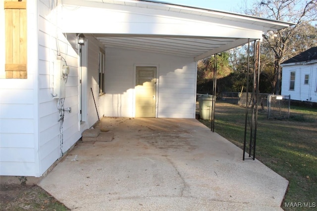 view of parking featuring a carport