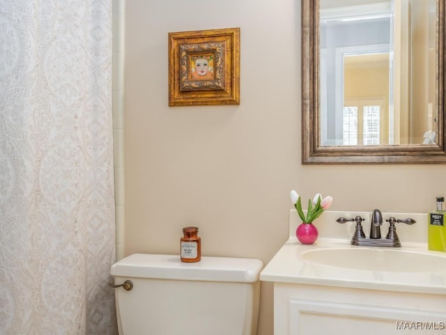 bathroom with toilet and vanity