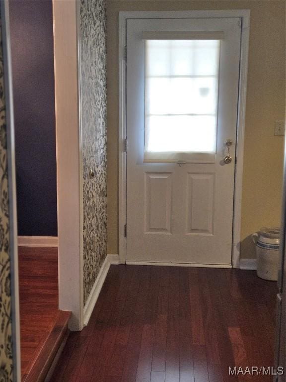 entryway with wood-type flooring