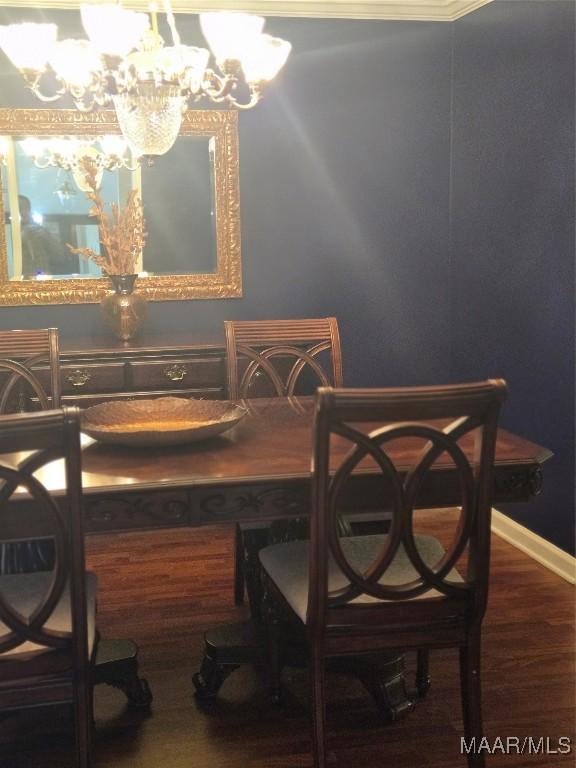 3601 Richardson Rd S, Hope Hull, AL 36043 - dining room featuring a chandelier and wood finished floors