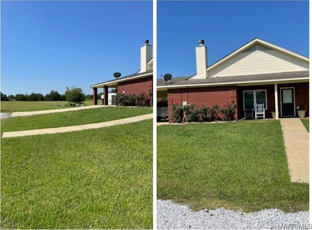 3601 Richardson Rd S, Hope Hull, AL 36043 - ranch-style home with a front yard, brick siding, and a chimney