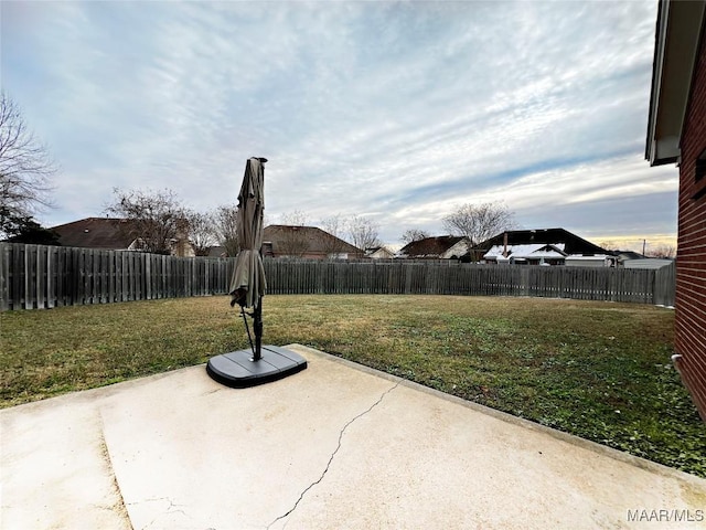 view of yard with a patio area