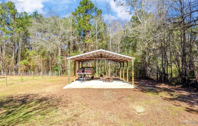 view of yard with a carport