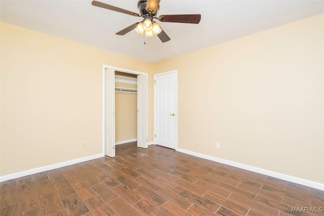 unfurnished bedroom with ceiling fan