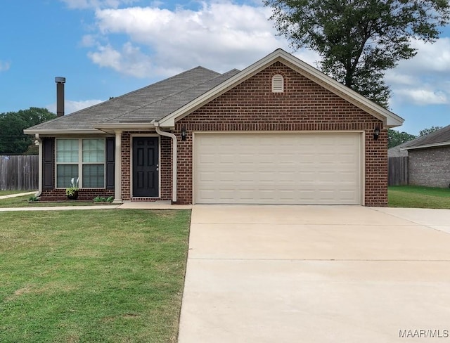 view of front of house with a garage and a front yard